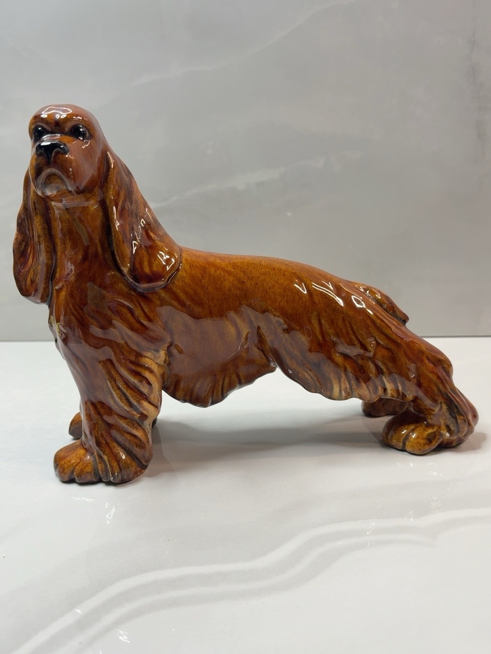 Vintage Royal Haeger Attributed Cocker Spaniel Figurine Brown Drip Glaze